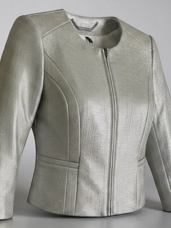 White House Black Market Jackets & Blazers - White House Black Market Metallic Silver Tweed Jacket, Size 0